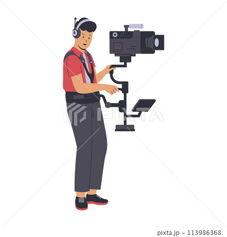 Professional cameraman illustration Professional cameraman illustration 113986368