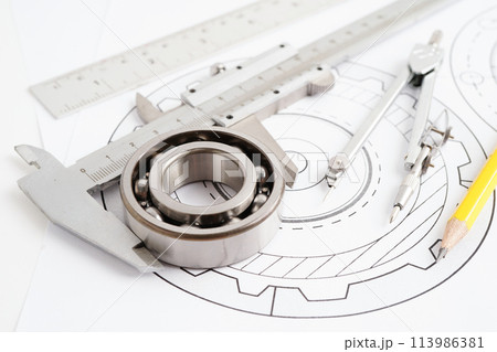 Engineering and precision tools with metal ball bering, mechanical industrial. Engineering and precision tools with metal ball bering, mechanical industrial. 113986381