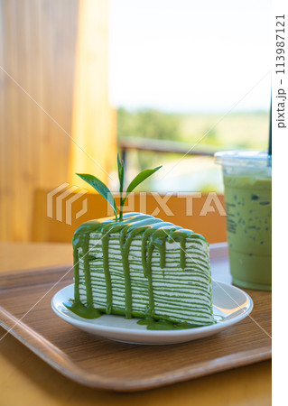 matcha green tea crepe cake matcha green tea crepe cake 113987121