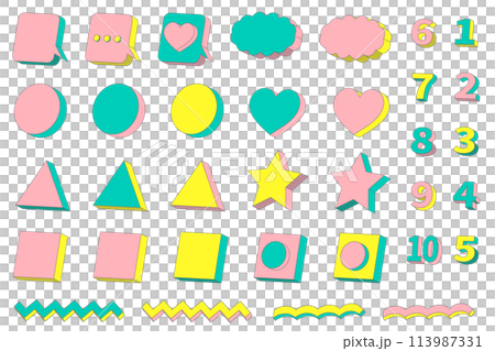 Colorful and cute three-dimensional figure set 113987331