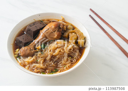 Stewed Chicken Noodle Soup Bowl 113987508