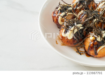 Takoyaki ball dumplings or Octopus balls Takoyaki ball dumplings or Octopus balls 113987701