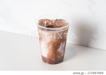 chocolate milk shake in glass 113987989