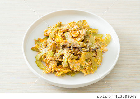 Stir Fried Bitter Gourd with Egg Stir Fried Bitter Gourd with Egg 113988048