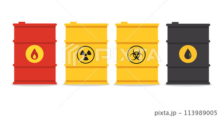 barrels with toxic waste , oil fuel vector illustration 113989005