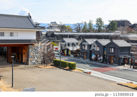 山梨県　甲府市　甲府城　山手渡櫓門と甲州夢小路 113989018