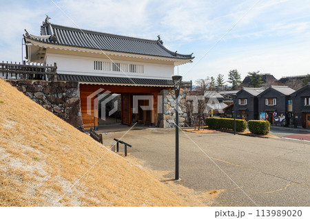 山梨県　甲府市　甲府城　山手渡櫓門と甲州夢小路 113989020