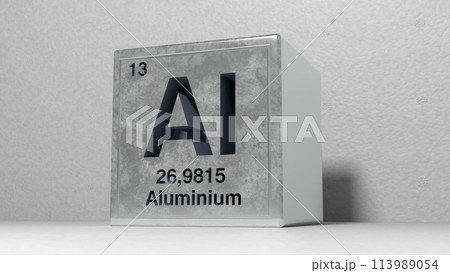 Periodic table element aluminum icon on grey background. 3d illustration Periodic table element aluminum icon on grey background. 3d illustration 113989054