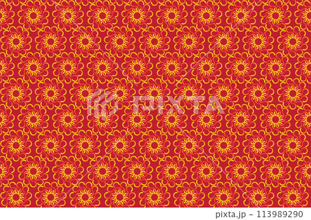 Illustration pattern, Abstract Geometric Style. Repeating of abstract multicolor of square in line shape on red background. 113989290