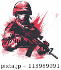 Soldier in Action Hand drawn Design 113989991