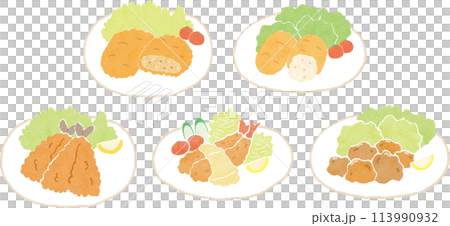 手繪油炸食品插圖集 113990932