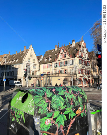 Street view of old town in Strasbourg, France. Strasbourg is the capital and largest city of the Alsace region of France. Street view of old town in Strasbourg, France. Strasbourg is the capital and largest city of the Alsace region of France. 113991582
