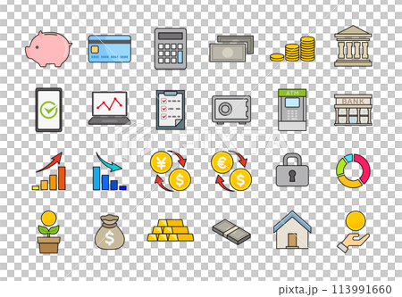 與金錢和投資相關的圖標集 與金錢和投資相關的圖標集 113991660