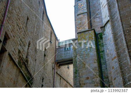 フランスの世界遺産のモンサンミッシェルでの風景 フランスの世界遺産のモンサンミッシェルでの風景 113992387