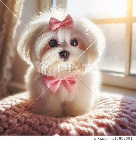 かわいいマルチーズの絵 113992591