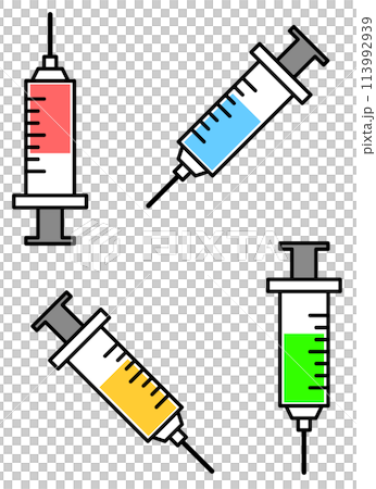 Illustration of a medical device for injecting drug medicine or liquid with a syringe 113992939