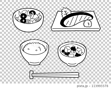 日本料理插畫（黑白） 113993378