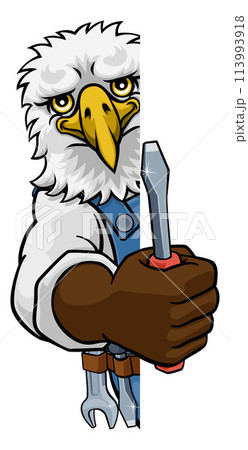 Eagle Electrician Handyman Holding Screwdriver 113993918