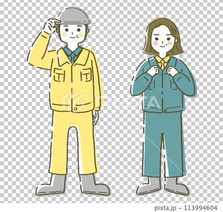 Middle-aged men and women in the construction industry Male and female workers Illustration material Middle-aged men and women in the construction industry Male and female workers Illustration material 113994604