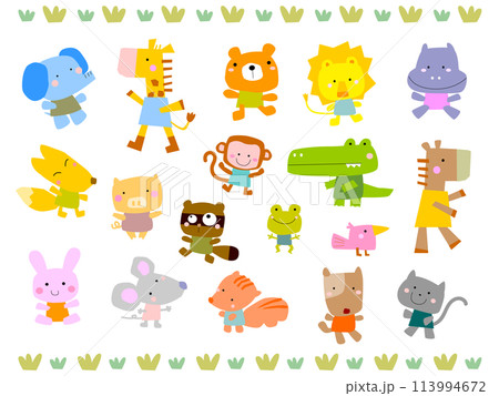 かわいい動物のイラストセット かわいい動物のイラストセット 113994672