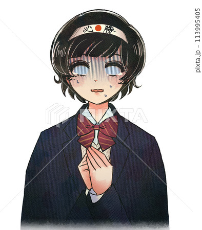 レトロ劇画漫画風・落ち込む受験生(ブレザー)のイラスト 113995405