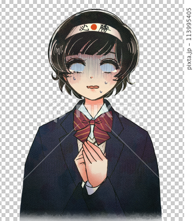 Retro manga-style illustration of a depressed student taking exams (blazer) Retro manga-style illustration of a depressed student taking exams (blazer) 113995405