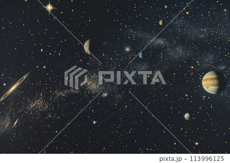 惑星と宇宙のアブストラクト背景素材 113996125