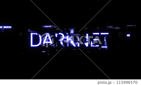 3D rendering darknet text with screen effects of technological glitches 113996570