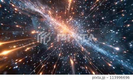 宇宙と星空を行くスピード感をイメージしたアブストラクト背景素材 113996696