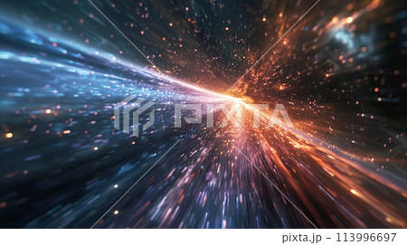 宇宙と星空を行くスピード感をイメージしたアブストラクト背景素材 宇宙と星空を行くスピード感をイメージしたアブストラクト背景素材 113996697