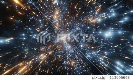 宇宙と星空を行くスピード感をイメージしたアブストラクト背景素材 113996698