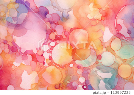 Watercolor multicolored abstract background with bubbles. Watercolor multicolored abstract background with bubbles. 113997223