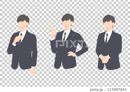 講解指南、握拳、聰明的商務人士/經理的上半身 113997843