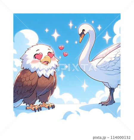 恋するイーグル　白鳥と鷲　美女と猛禽鷲　Generative AI 114000132