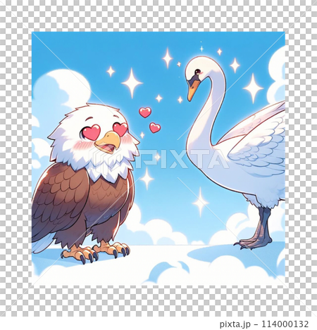 戀愛中的鷹 天鵝與鷹 美女與猛禽鷹 生成AI 114000132