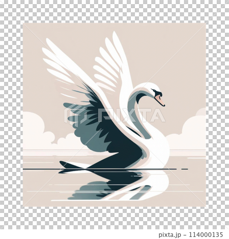 基本設計天鵝展開翅膀，陰影反射在水面上 生成人工智慧 114000135