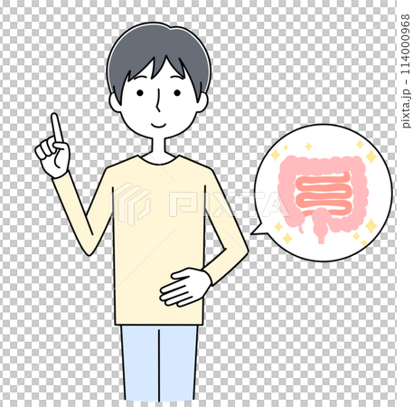 Illustration of a young man with a good stomach Illustration of a young man with a good stomach 114000968