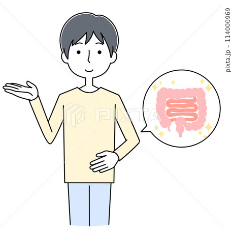お腹の調子が良い若い男性のイラスト お腹の調子が良い若い男性のイラスト 114000969