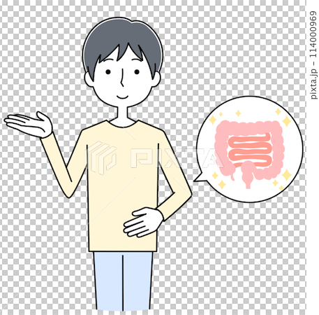 お腹の調子が良い若い男性のイラスト お腹の調子が良い若い男性のイラスト 114000969