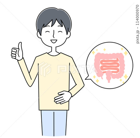 お腹の調子が良い若い男性のイラストのイラスト素材 [114000970] - PIXTA