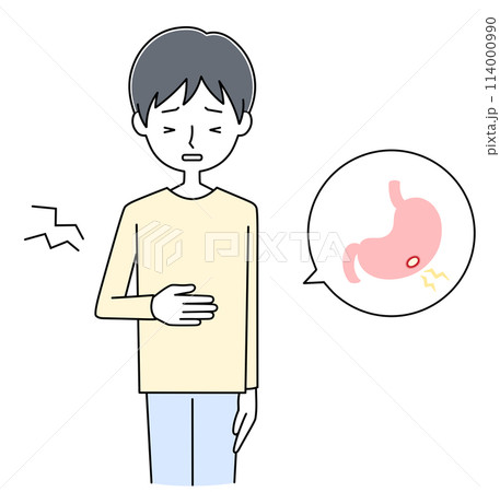 胃潰瘍の若い男性のイラスト 114000990