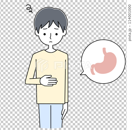 Illustration of a young man having an upset stomach 114001000
