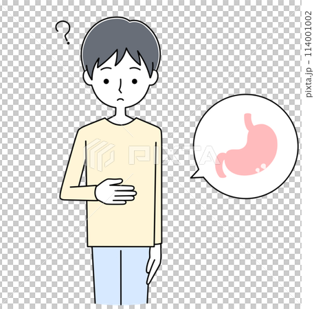 患有無症狀良性胃息肉的年輕人的插圖 患有無症狀良性胃息肉的年輕人的插圖 114001002