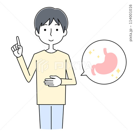 胃が健康な若い男性のイラスト 114001016