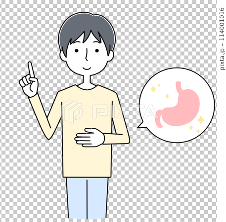 胃が健康な若い男性のイラスト 114001016