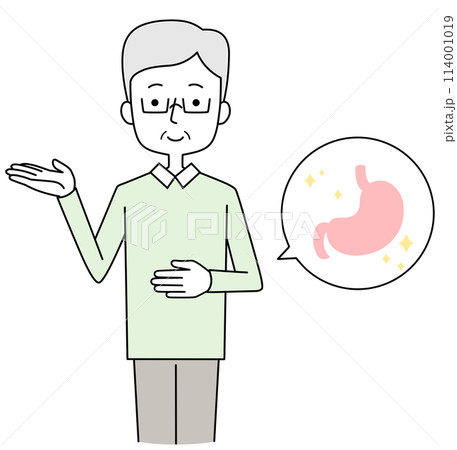 胃が健康なシニア男性のイラスト 114001019