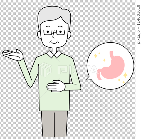 胃が健康なシニア男性のイラスト 114001019