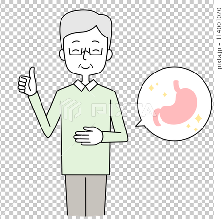 一個胃部健康的老人的插圖 114001020