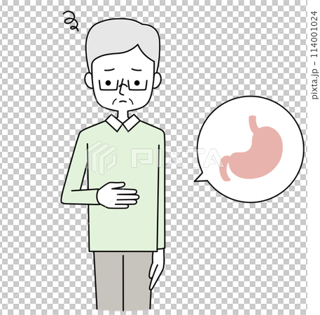 Illustration of a senior man having an upset stomach Illustration of a senior man having an upset stomach 114001024