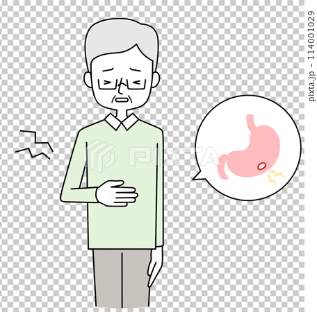 胃潰瘍のシニア男性のイラスト 114001029